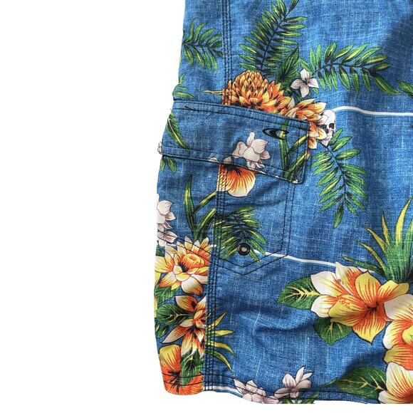 O'Neill Mens Size 28 Boardshorts Swim Surf Trunks Beach Blue Floral Hawaiian - Picture 5 of 9